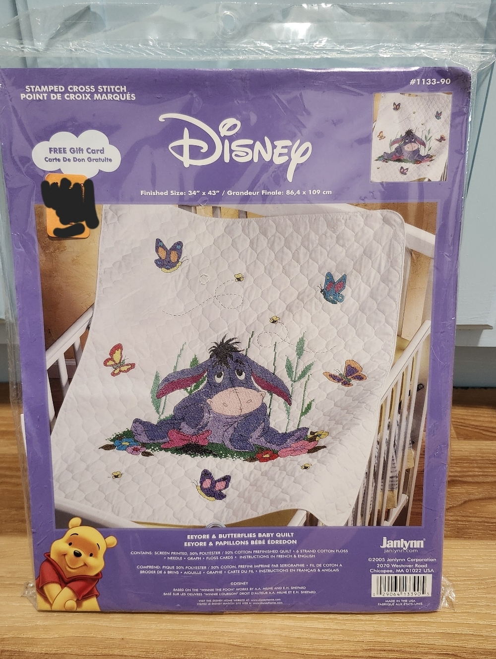 Disney Eeyore Winnie Pooh Baby Quilt Cross Stitch Kit 34x43 JanLynn